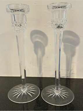 Waterford Crystal Candlestick Pair - Clear Elegant Prism Design